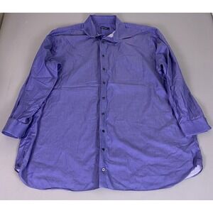 Rochester Non-Iron Dress Shirt 20 36/37 Big & Tall Men's Blue Egyptian Cotton